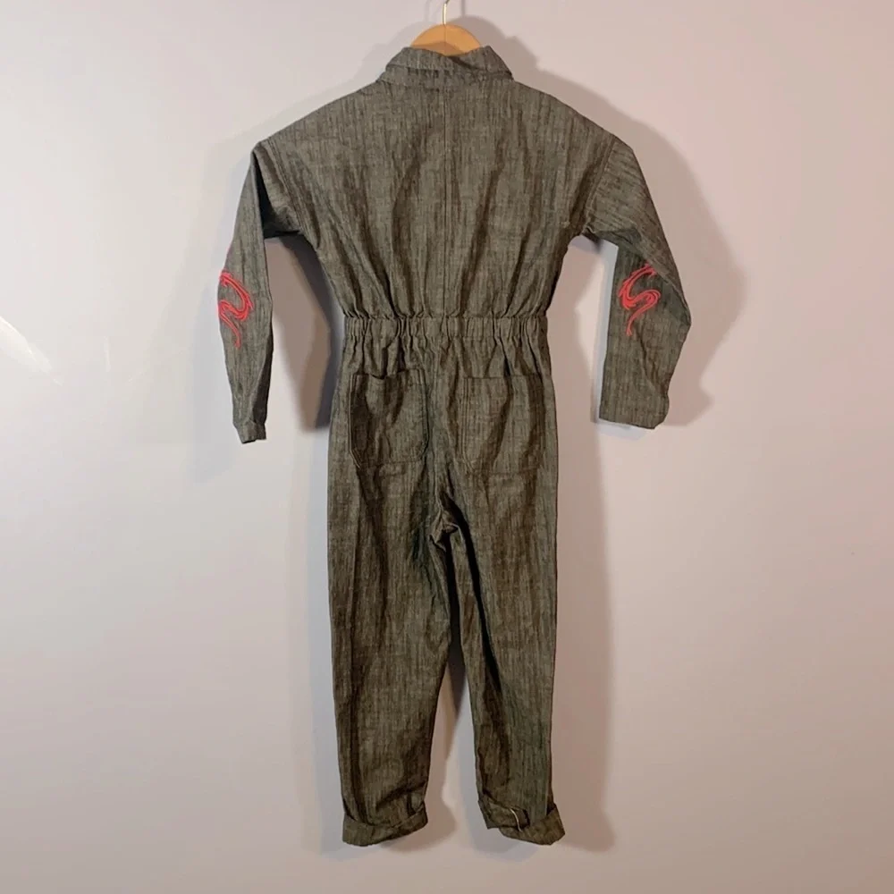 Disney Mulan jumpsuit boiler romper gray pink embroidered dragon studded 5/6